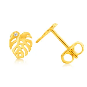 9ct Yellow Gold Leaf Stud Earrings