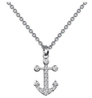 9N024CLP Anchor Simulated Diamond Necklace