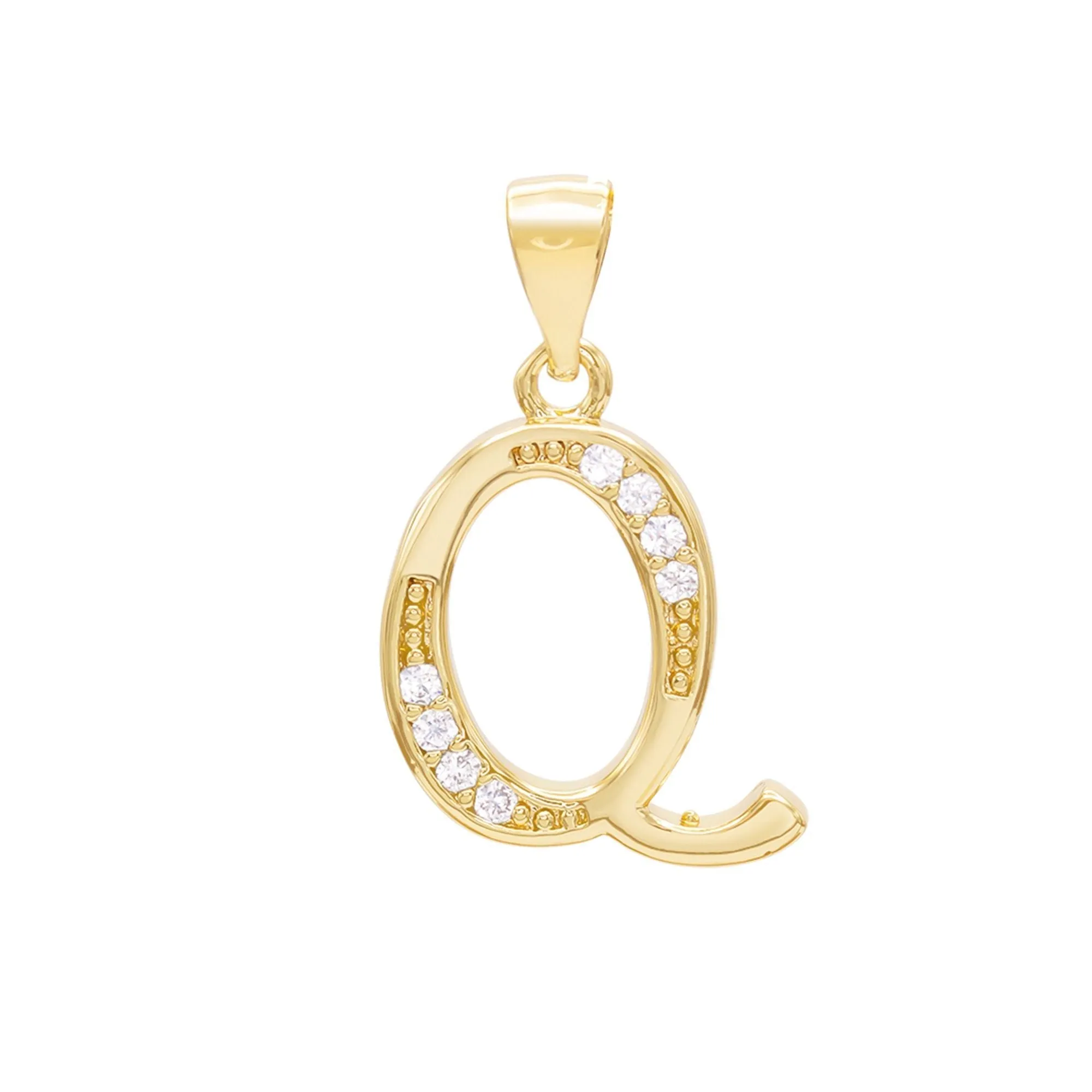 A-Z Initial Letter Pendant 14K Gold Filled Cubic Zirconia Figaro Chain Anklet 10" Set CZ Charm Foot Bracelet 2.4 mm Female Women Girl