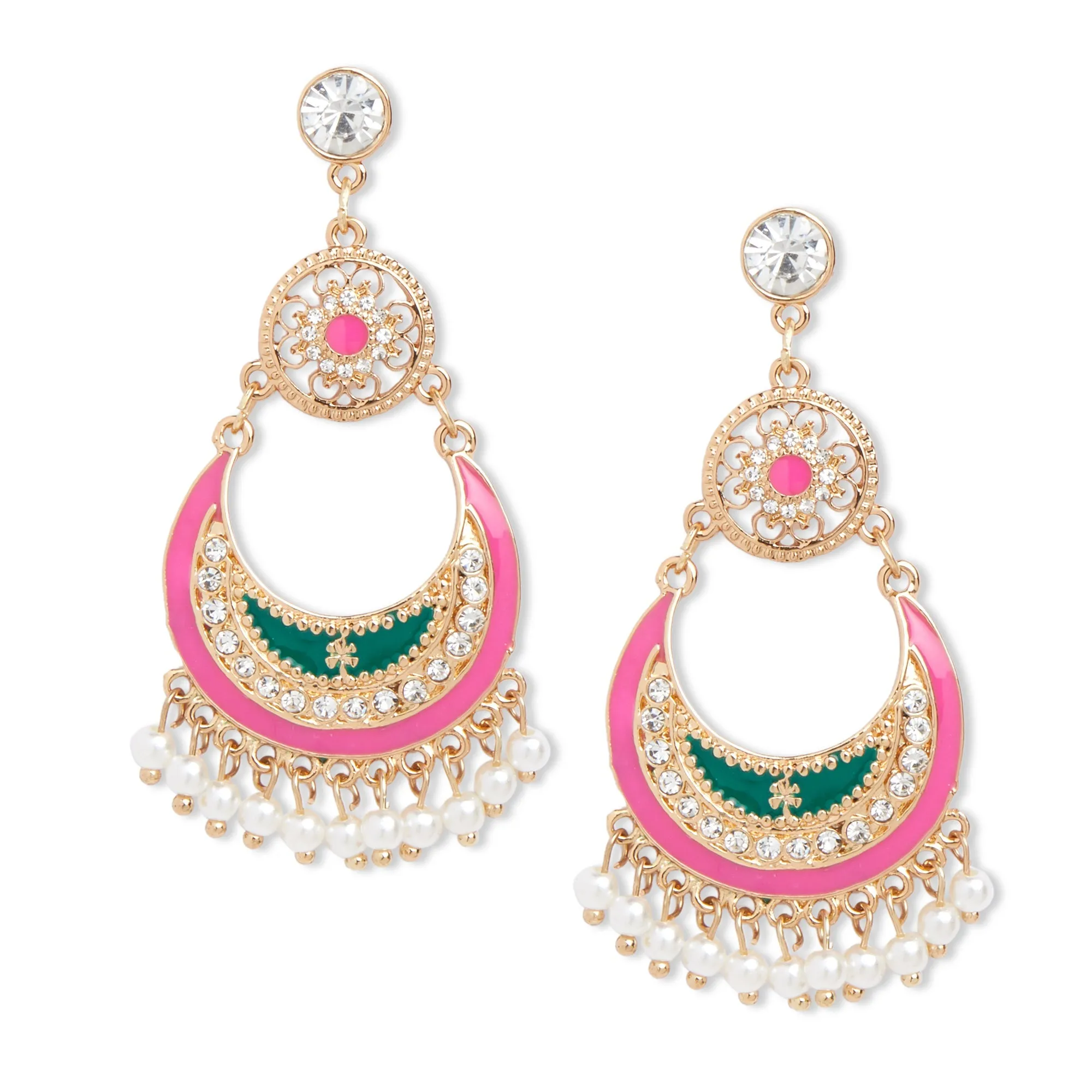 Accessorize London Multi Color Enamel Gold Chandbalis Metal Chandbali Earring