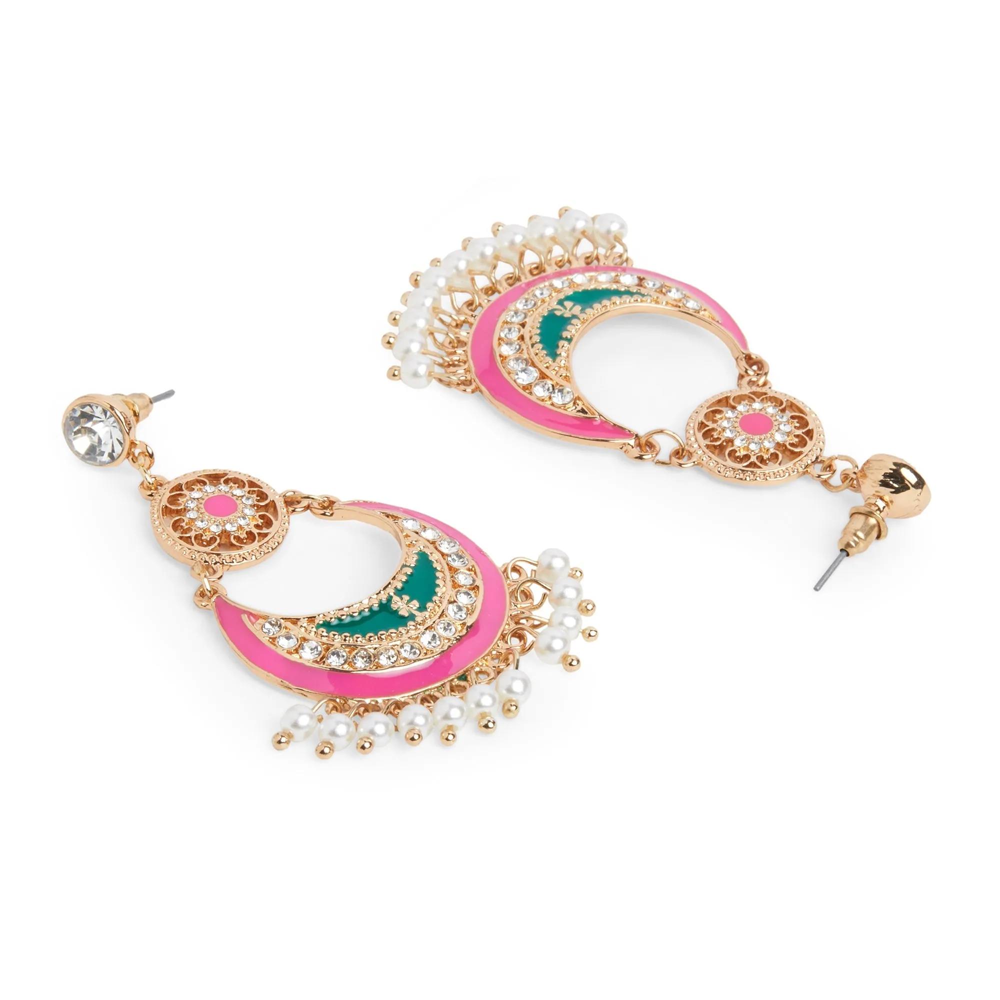 Accessorize London Multi Color Enamel Gold Chandbalis Metal Chandbali Earring