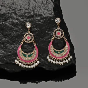 Accessorize London Multi Color Enamel Gold Chandbalis Metal Chandbali Earring