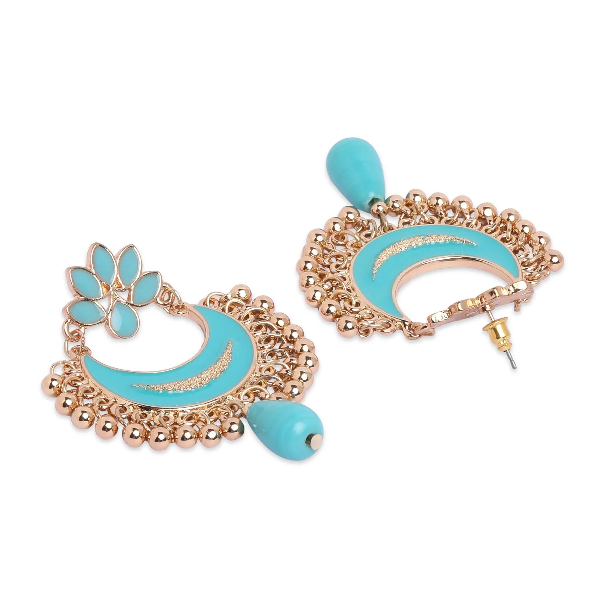 Accessorize London Turquoise Gold Plated Chandbalis Metal Chandbali Earring