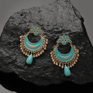 Accessorize London Turquoise Gold Plated Chandbalis Metal Chandbali Earring