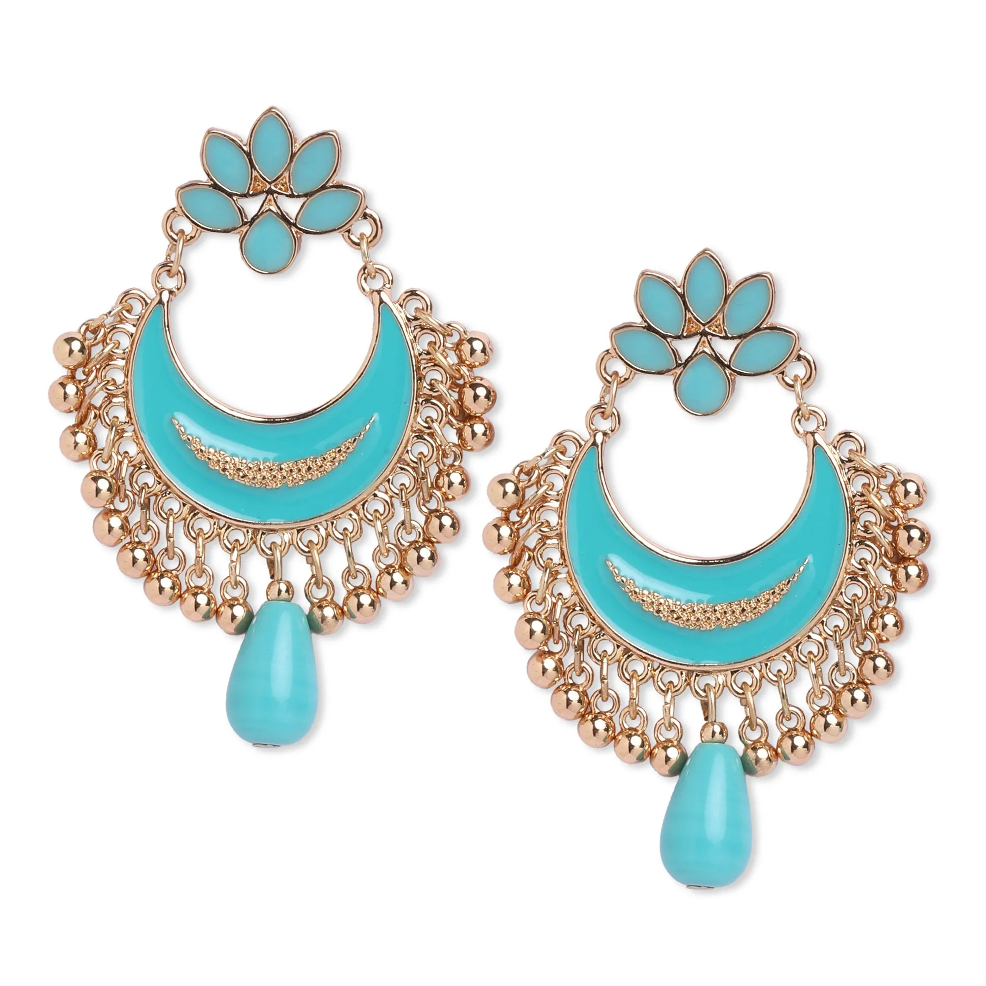 Accessorize London Turquoise Gold Plated Chandbalis Metal Chandbali Earring