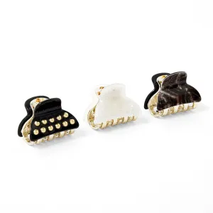 Accessorize London Women's Black & White 3 Pack Studded Mini Hair Claw Clip