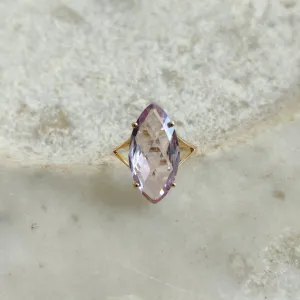 Amethyst Marquise Cut Simple Solitaire Rings - 14k Gold Vermeil Rings