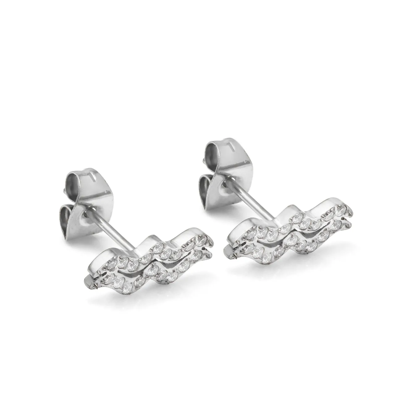 Aquarius Earrings with CZ Stones - Silver