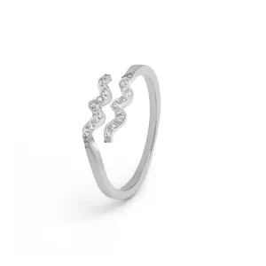 Aquarius Ring with CZ Stones - Silver