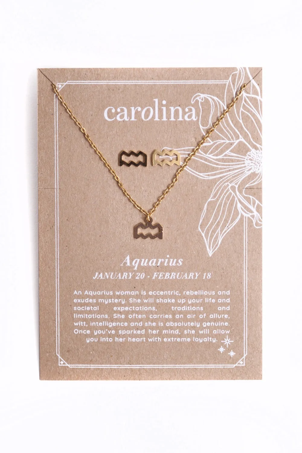 Aquarius Zodiac Necklace & Earring Set