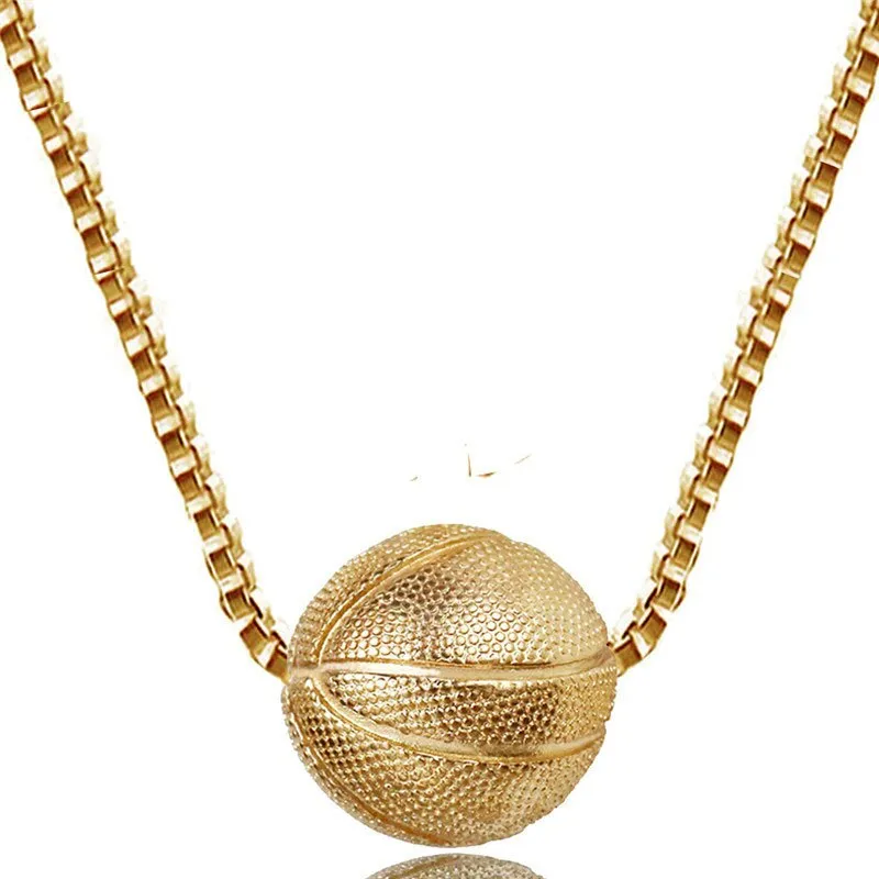 Basketball Necklace Choker Gold Silver Color Ball Shaped Pendant Sports Hip Hop Punk Jewelry