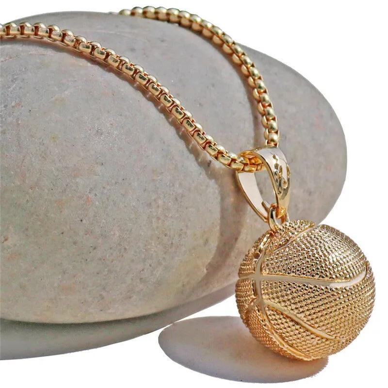 Basketball Necklace Choker Gold Silver Color Ball Shaped Pendant Sports Hip Hop Punk Jewelry