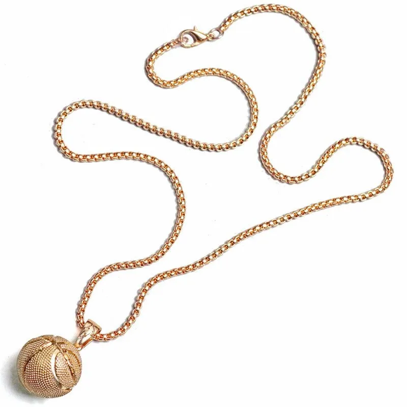 Basketball Necklace Choker Gold Silver Color Ball Shaped Pendant Sports Hip Hop Punk Jewelry