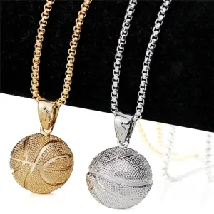 Basketball Necklace Choker Gold Silver Color Ball Shaped Pendant Sports Hip Hop Punk Jewelry