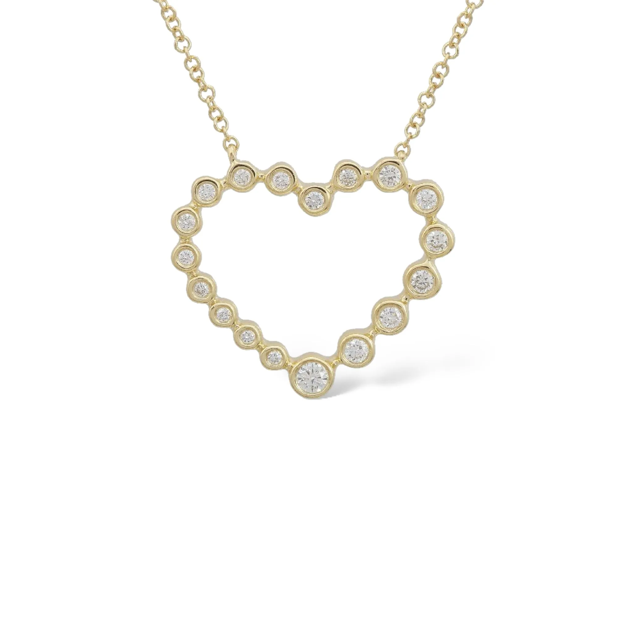 Bezeled Diamond Heart Necklace