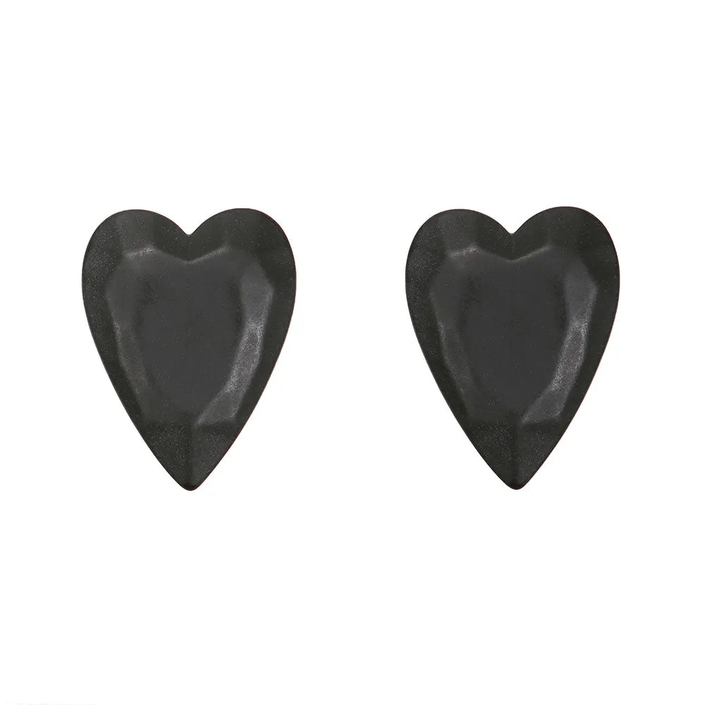 Big Faceted Frosted Heart Earrings