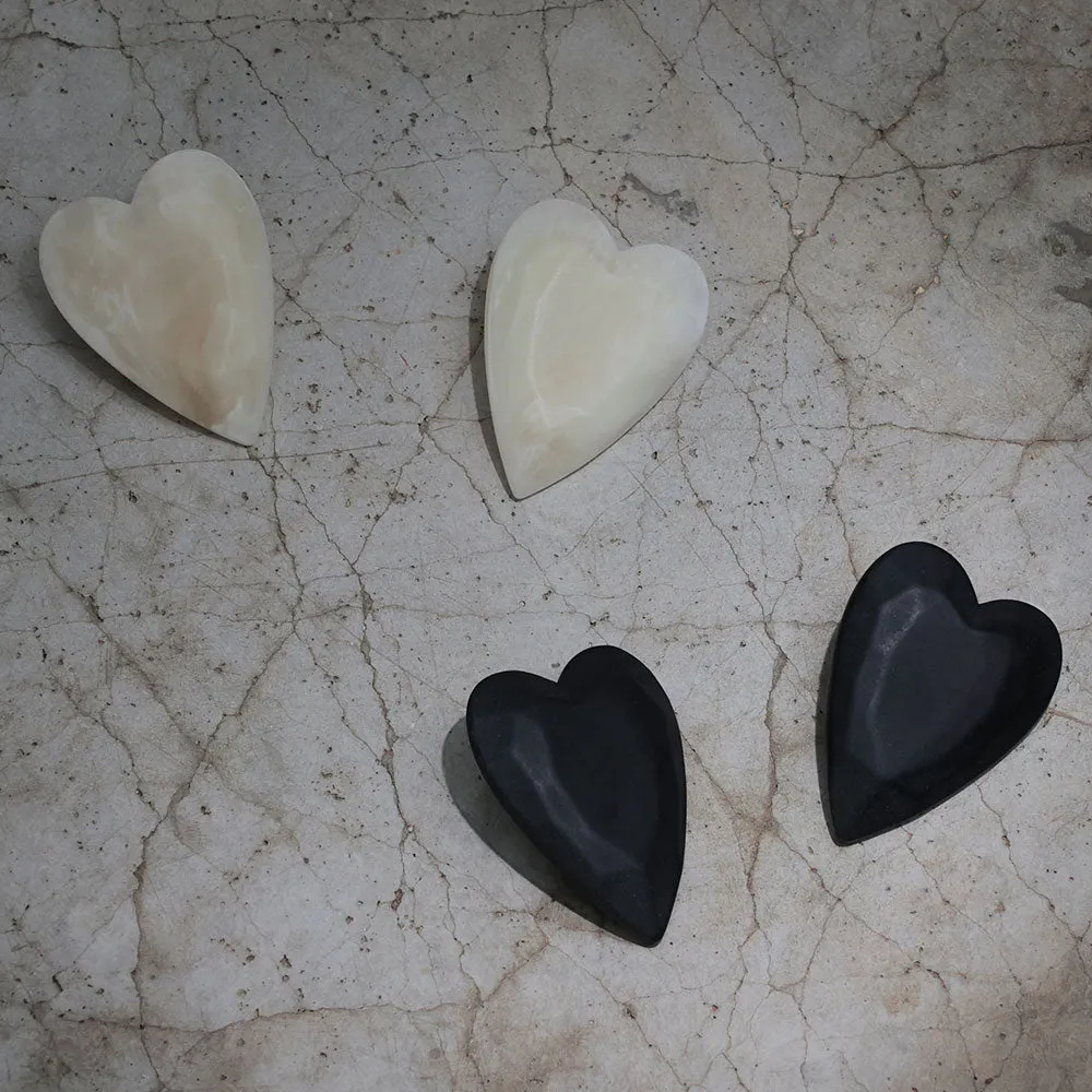 Big Faceted Frosted Heart Earrings