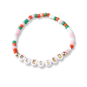 Blessed  Holiday Beaded Friendship Stretch Bracelets