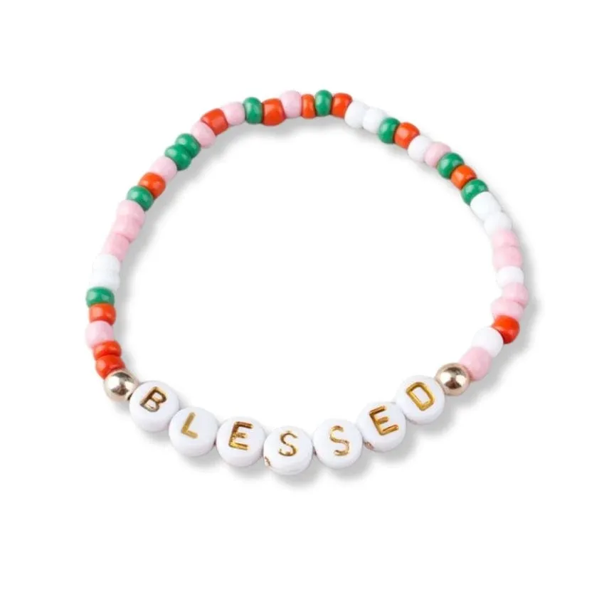 Blessed  Holiday Beaded Friendship Stretch Bracelets