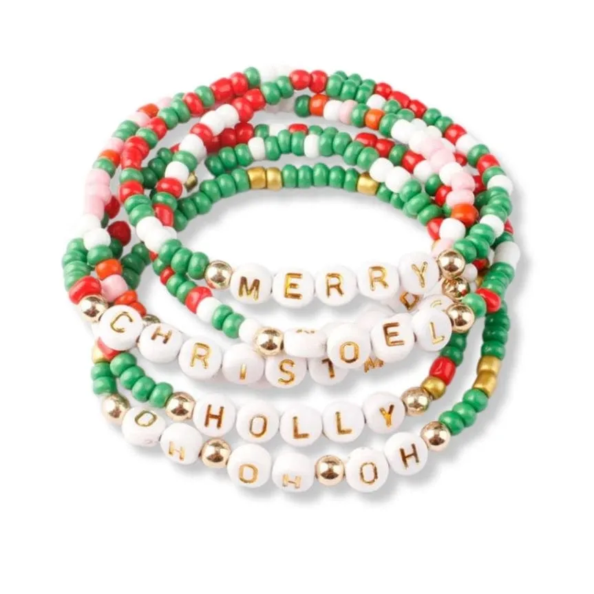 Blessed  Holiday Beaded Friendship Stretch Bracelets