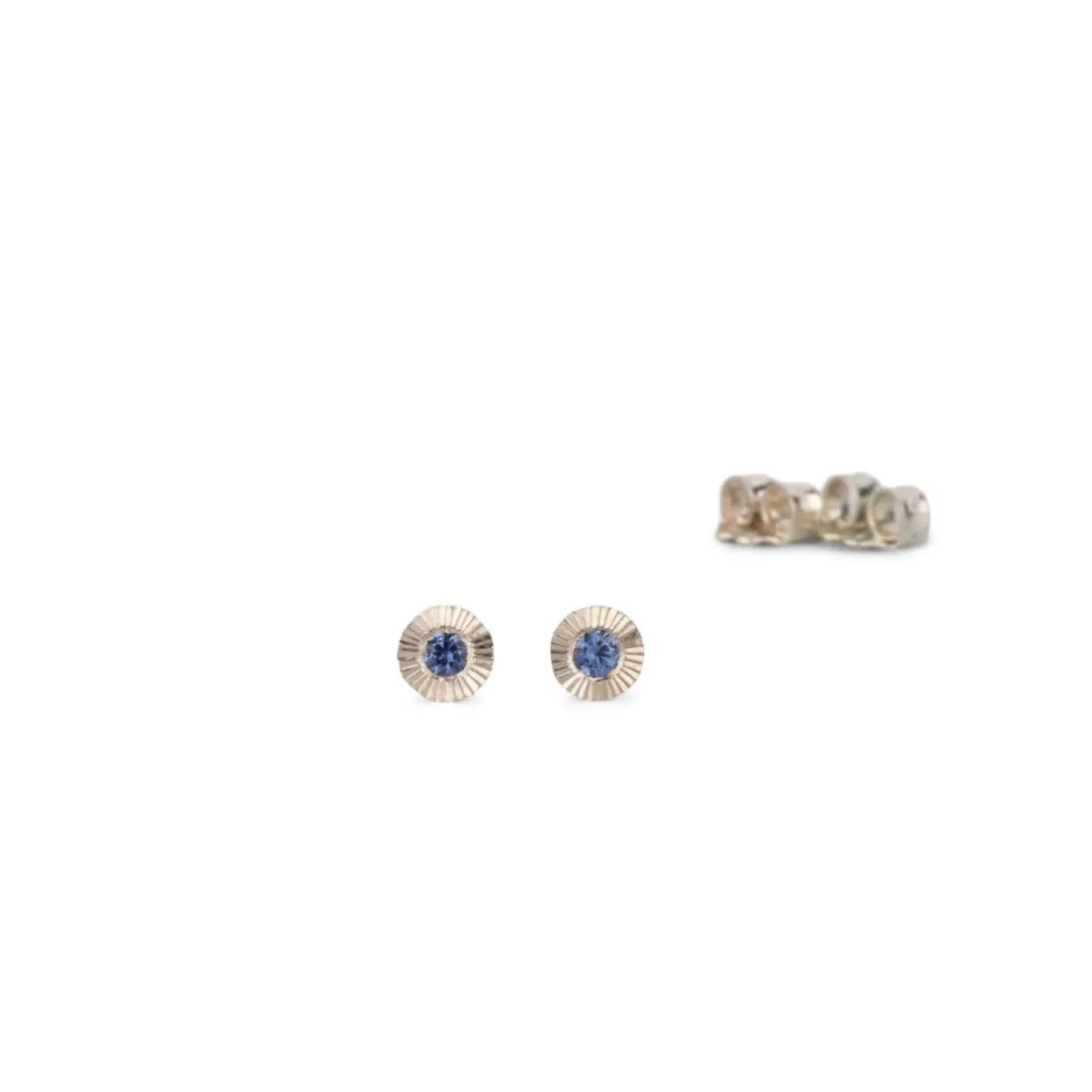 Blue Sapphire Small Aurora Silver Studs