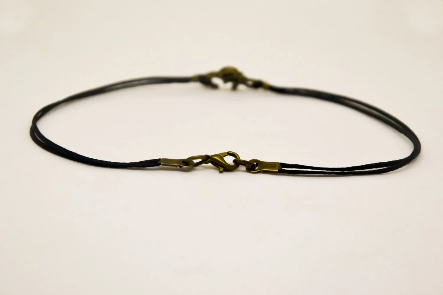 Bronze Om anklet for men, black ankle bracelet, Yoga gift for him