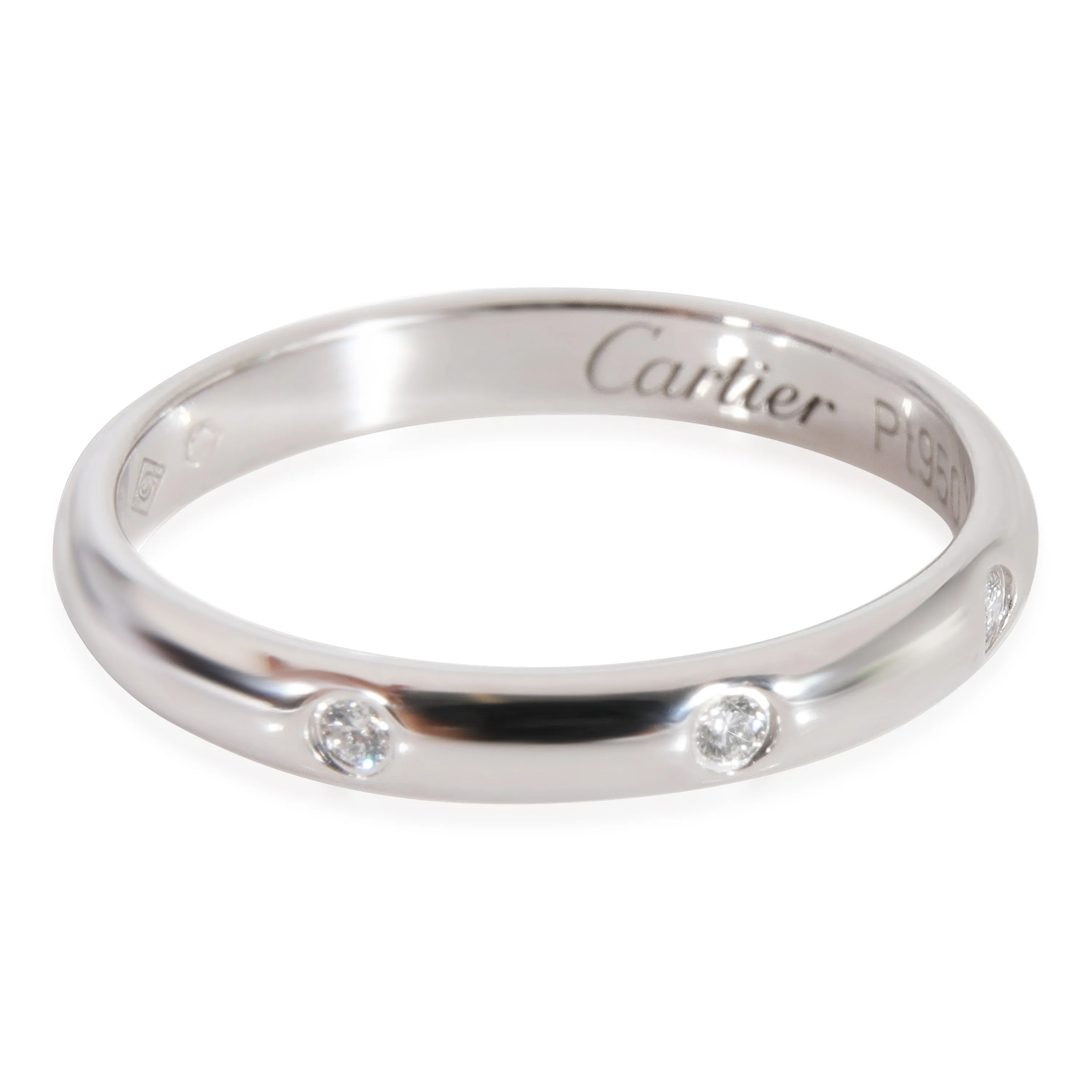 Cartier 1895 3 Diamond Wedding Band in Platinum 0.03 Ctw