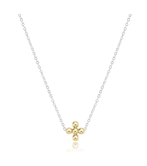 Classic Beaded Signature Cross Mixed Metals Necklace