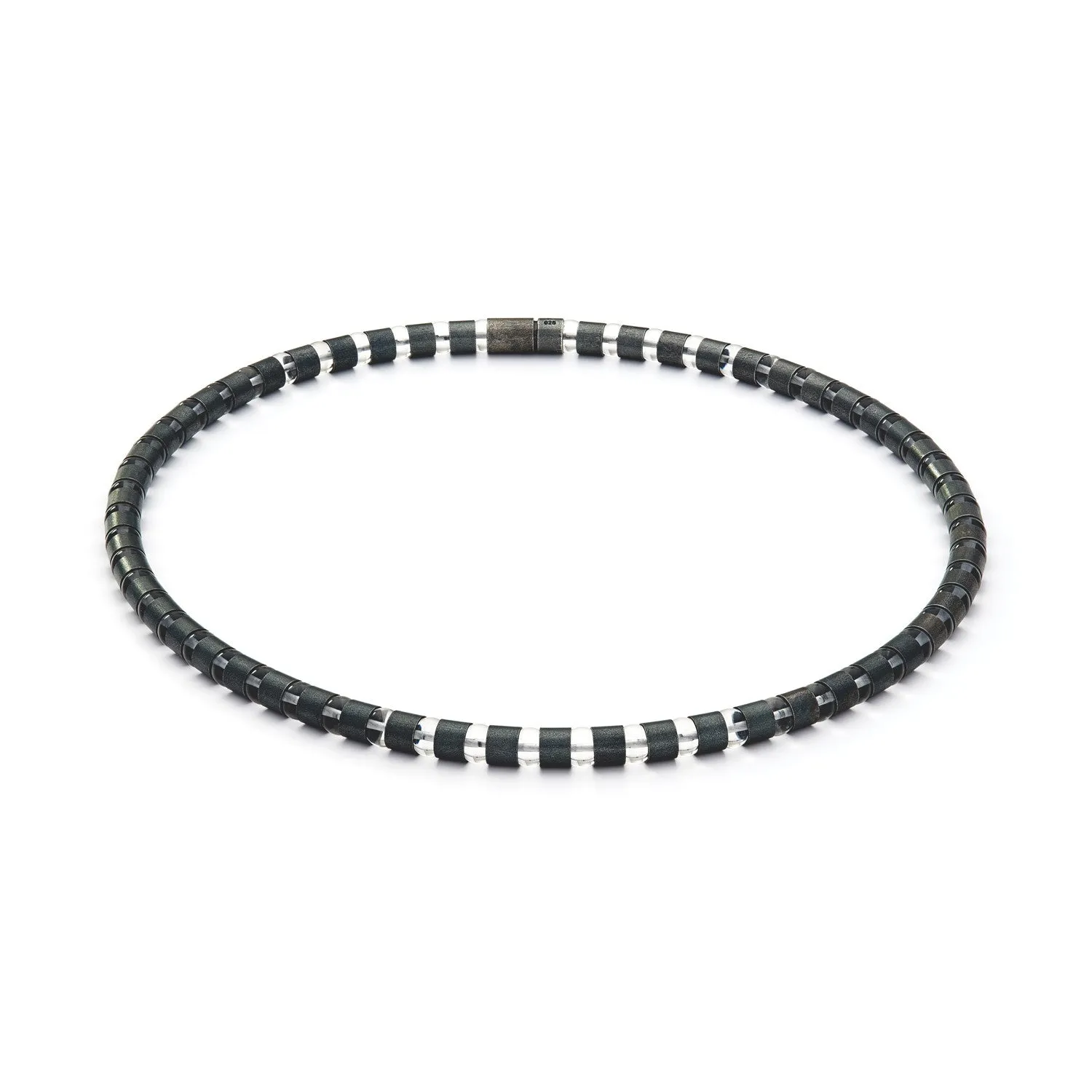 Cleopatra Oxidized Silver Collier~6mm Rock Crystal