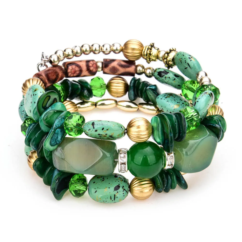 Colorful Natural Stone Turquoise Beaded Bracelet Women Multi-layer Winding Bracelet