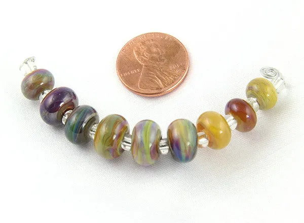 Colorful Striations Lampwork Glass Beads SRA