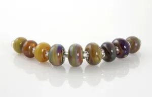 Colorful Striations Lampwork Glass Beads SRA