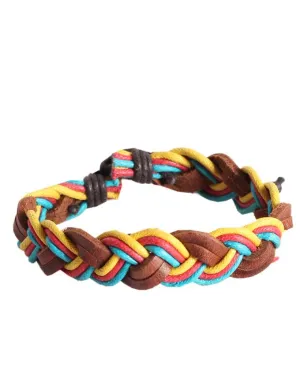 Colorful Unisex Woven Wristband Bracelet Leather