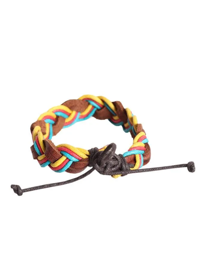 Colorful Unisex Woven Wristband Bracelet Leather