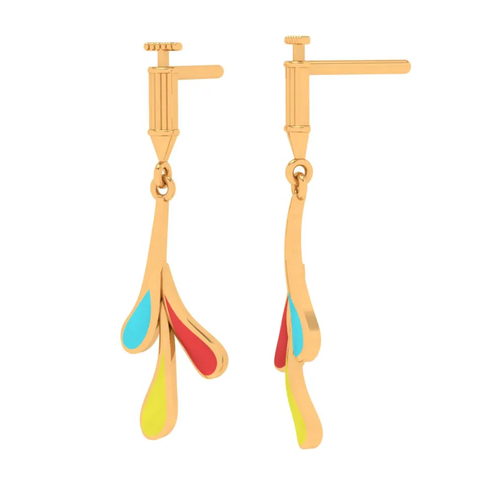 Colourful Gold Drop Earrings