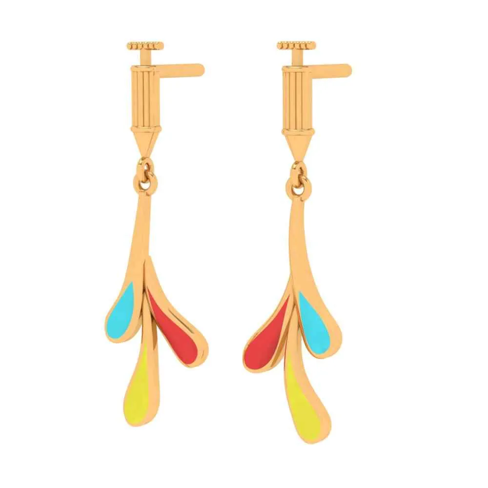 Colourful Gold Drop Earrings