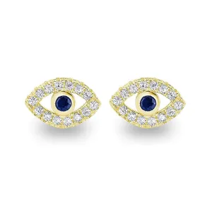 Colourful Zircon Devil's Eye Silver Studs Earrings for Women