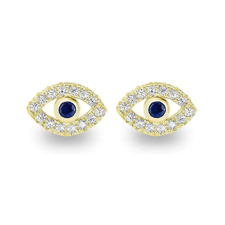 Colourful Zircon Devil's Eye Silver Studs Earrings for Women