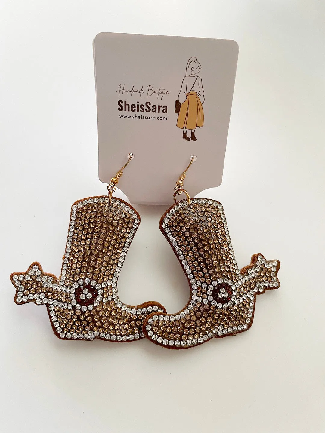 Cowboy Boots Crystal Earrings