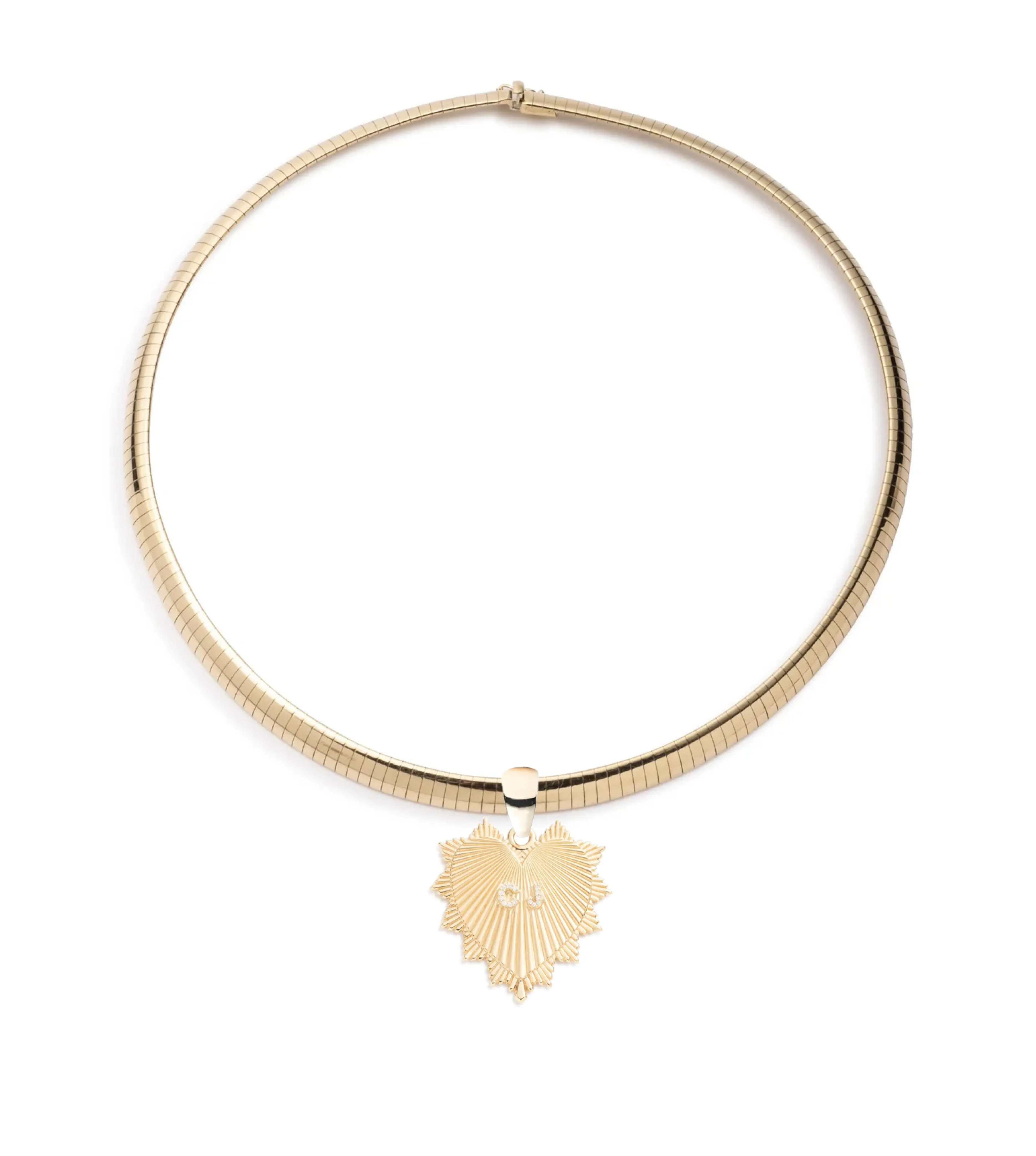 Custom Centered Heart Love Token : Medium Sleek Collar Necklace