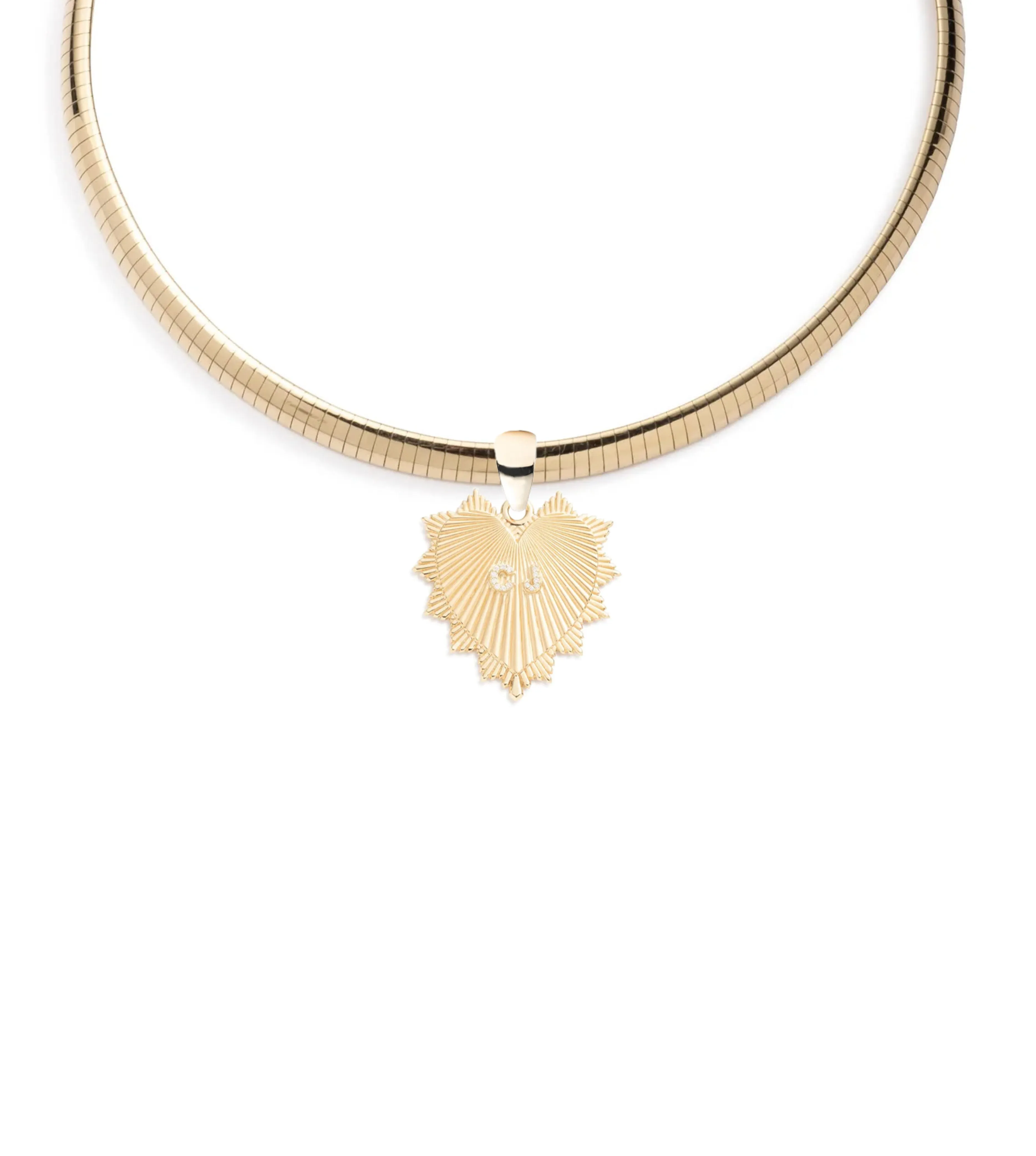 Custom Centered Heart Love Token : Medium Sleek Collar Necklace