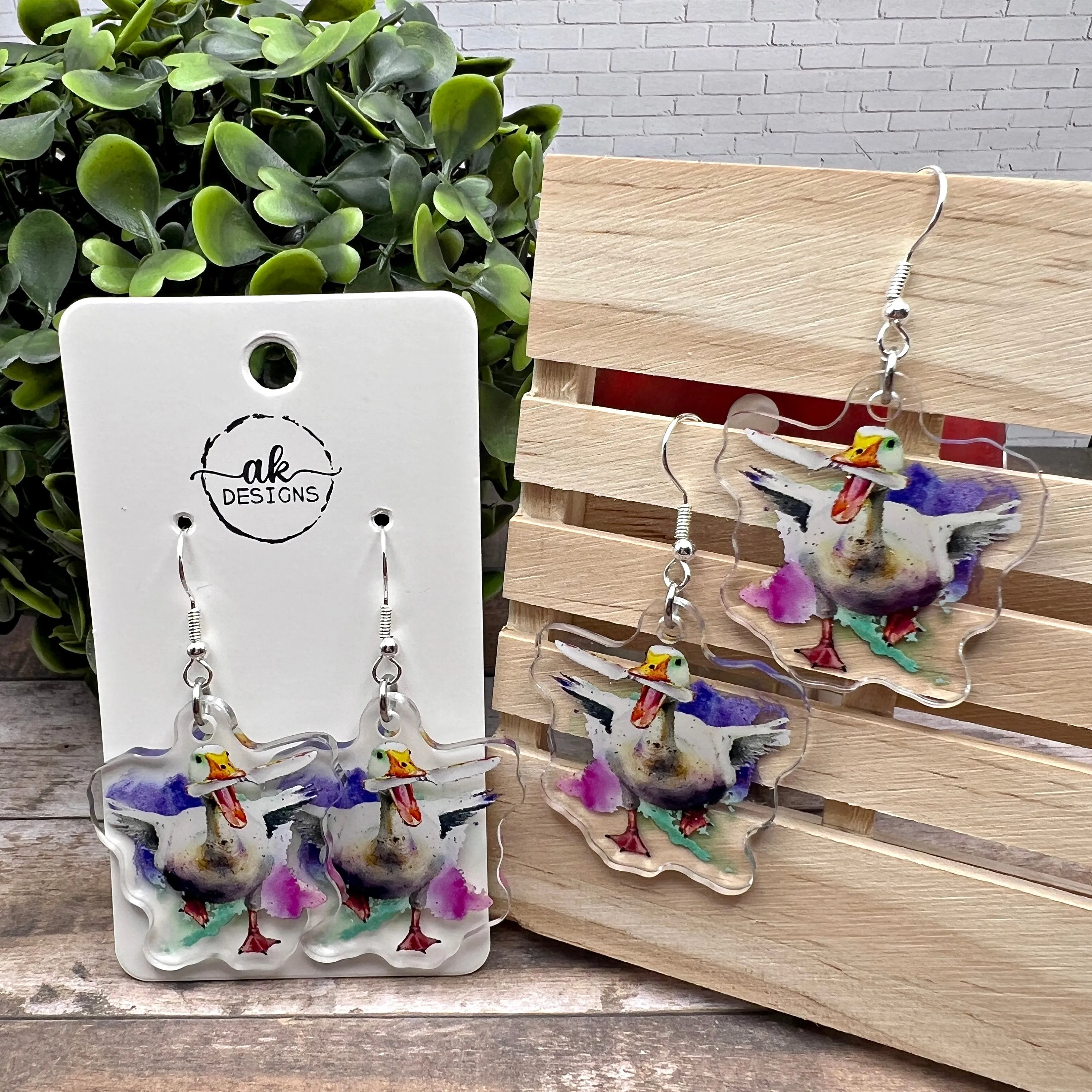 Danger Goose Knife Wielding Acrylic Earrings