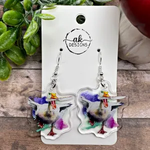 Danger Goose Knife Wielding Acrylic Earrings