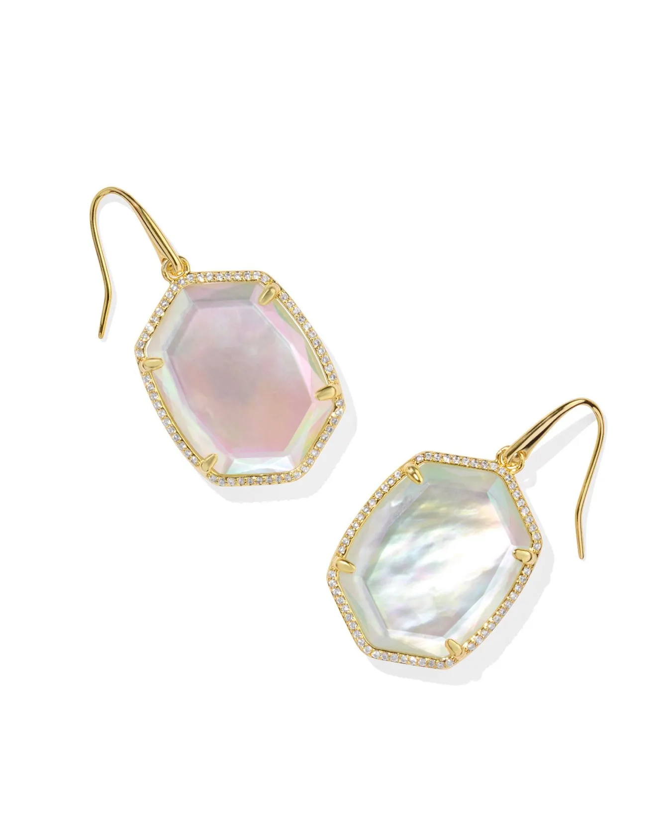 Daphne Pave Frame Drop Earring - Gold Ivory Illusion