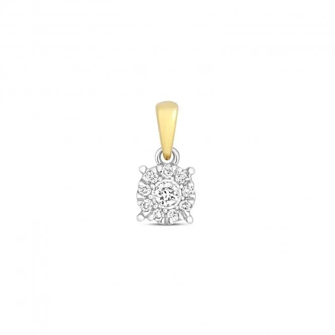 Diamond Jewellery 9ct Gold Diamond Brilliant Illusion Pendant PD174