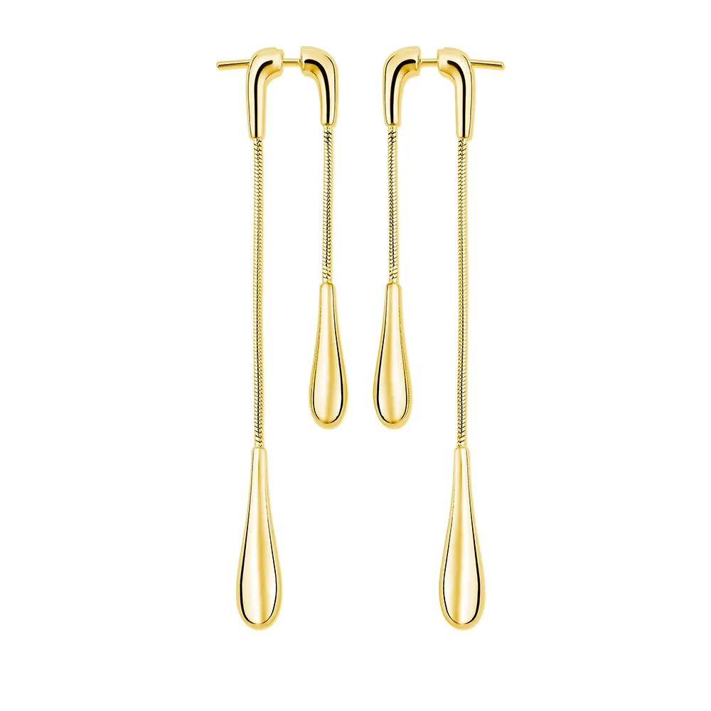 Double Drop Earrings front and back in Gold Vermeil