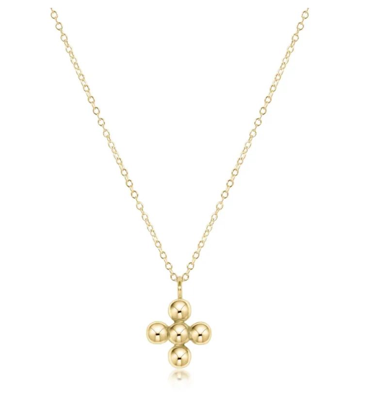 E Newton 16" Necklace Classic Beaded Signature Cross Charm