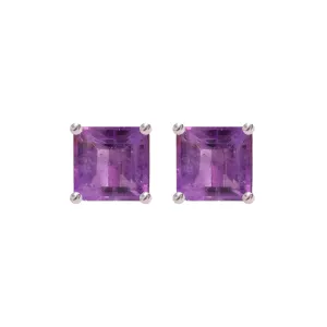 Earrings - Amethyst Square Studs