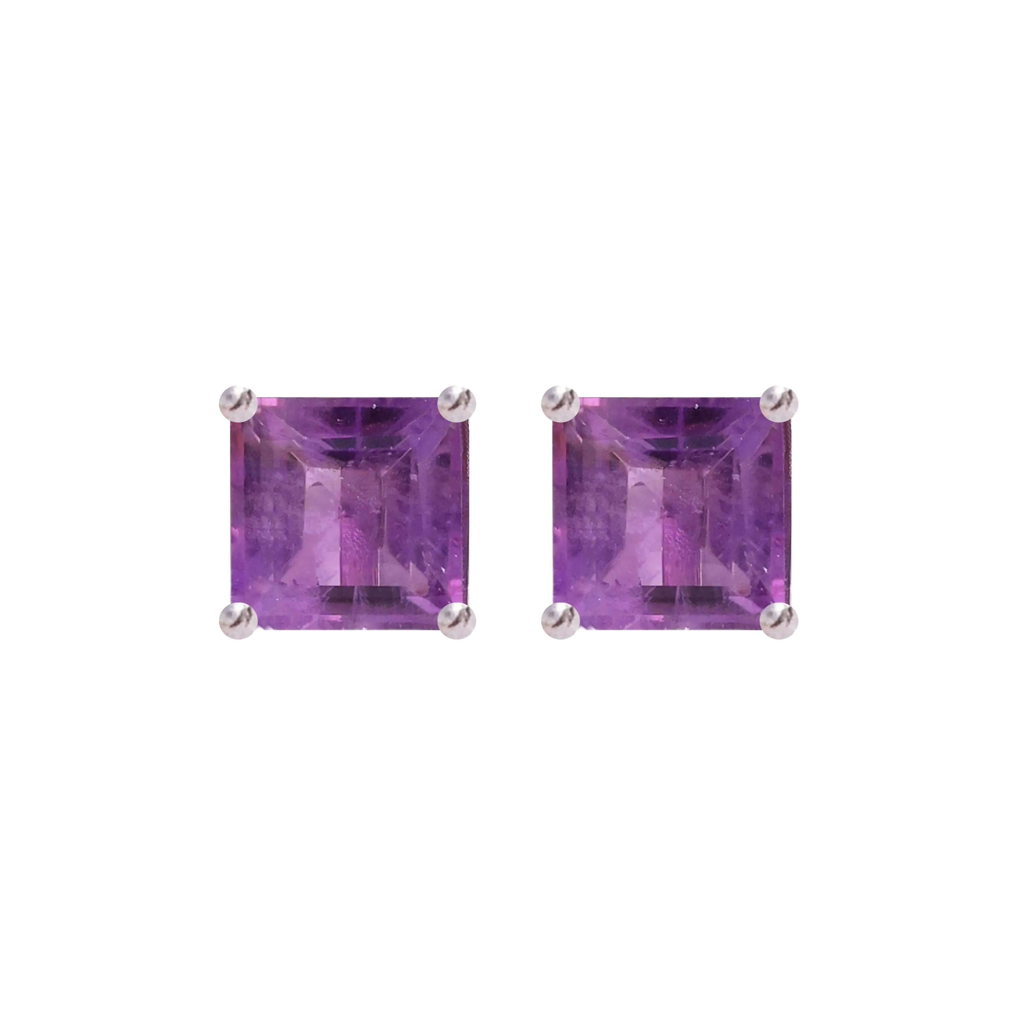 Earrings - Amethyst Square Studs