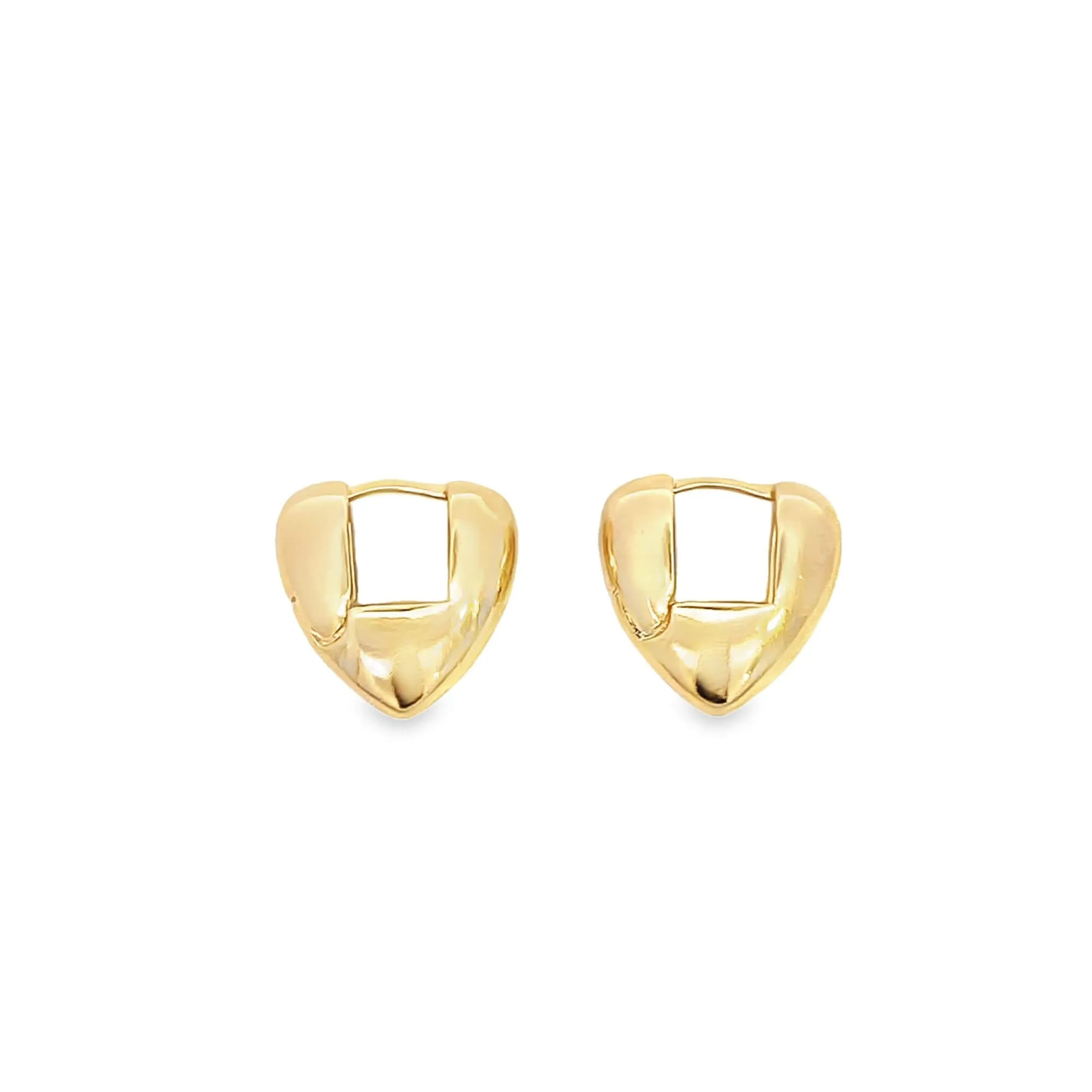 Eccentric Leverback Heart Shaped Huggies Earrings (J134B)